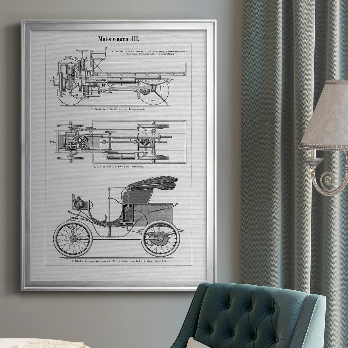 Industrial Motorcar - Modern Framed Canvas Print