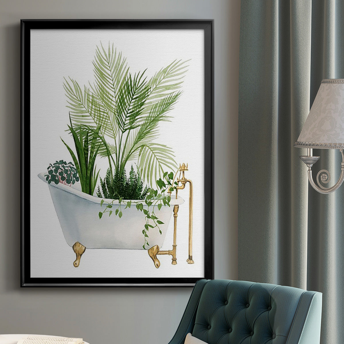 Plant Bath I - Modern Framed Canvas Print