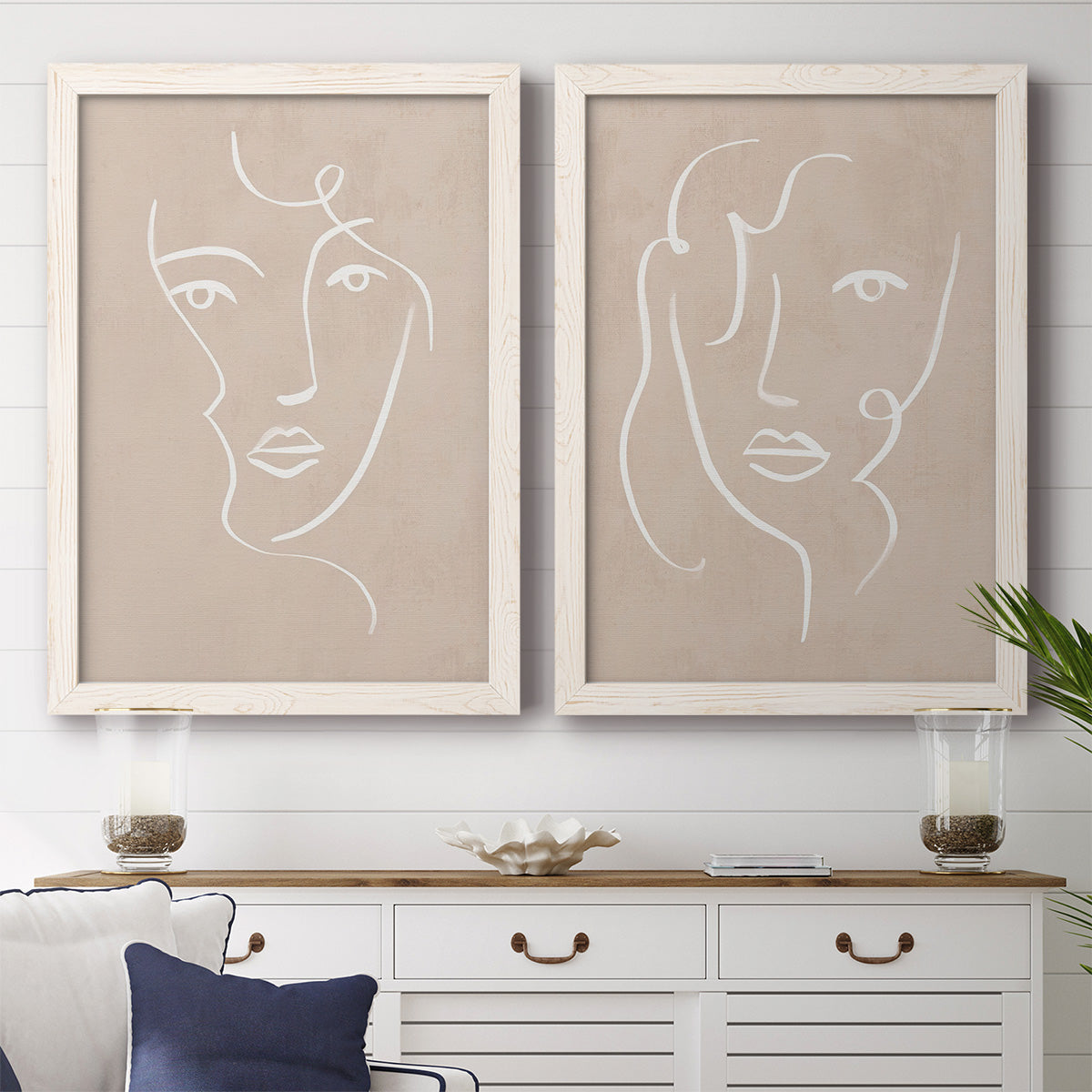 Curly Face I - Premium Framed Canvas 2 Piece Set - Ready to Hang