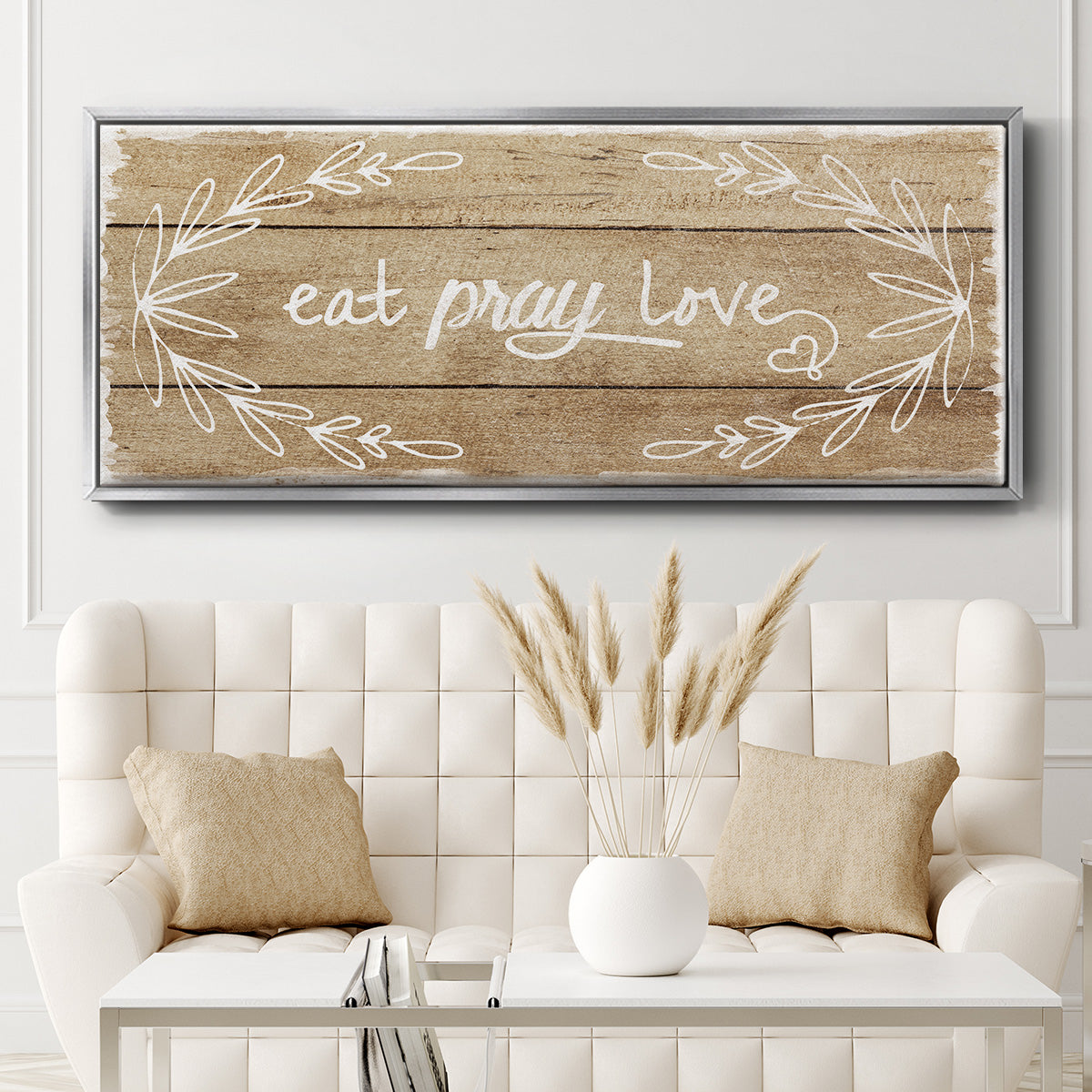 Eat, Pray, Love - Floater Framed Canvas Print