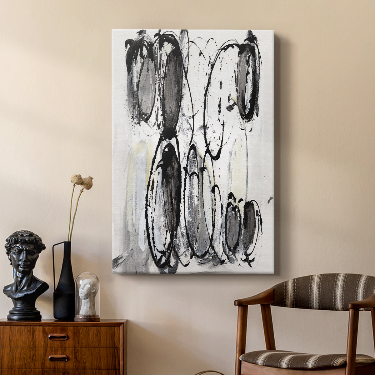 Grey Scribbles II - Canvas Art Print