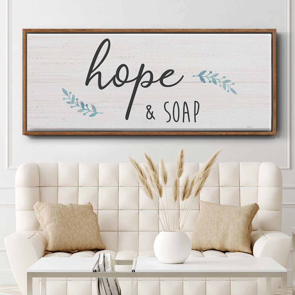 Hope & Soap - Floater Framed Canvas Print