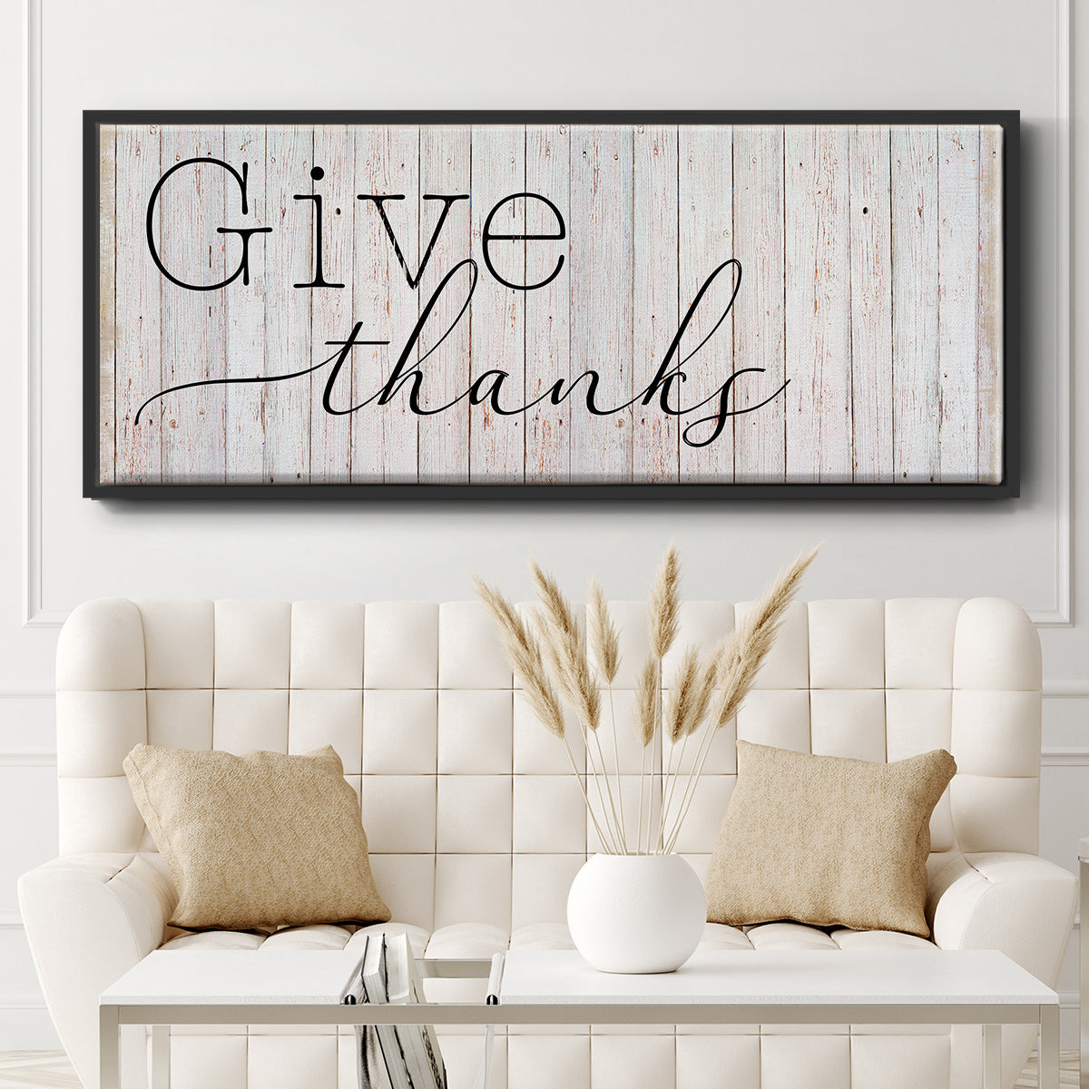Give Thanks - Floater Framed Canvas Print