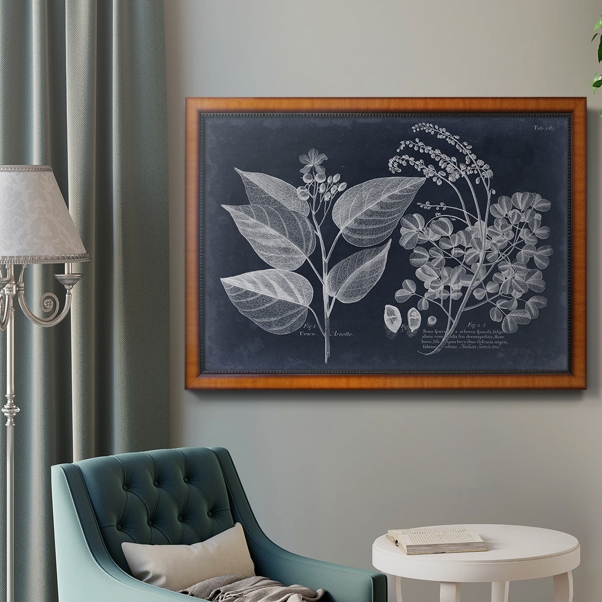 Foliage on Navy III Premium Framed Canvas- Ready to Hang