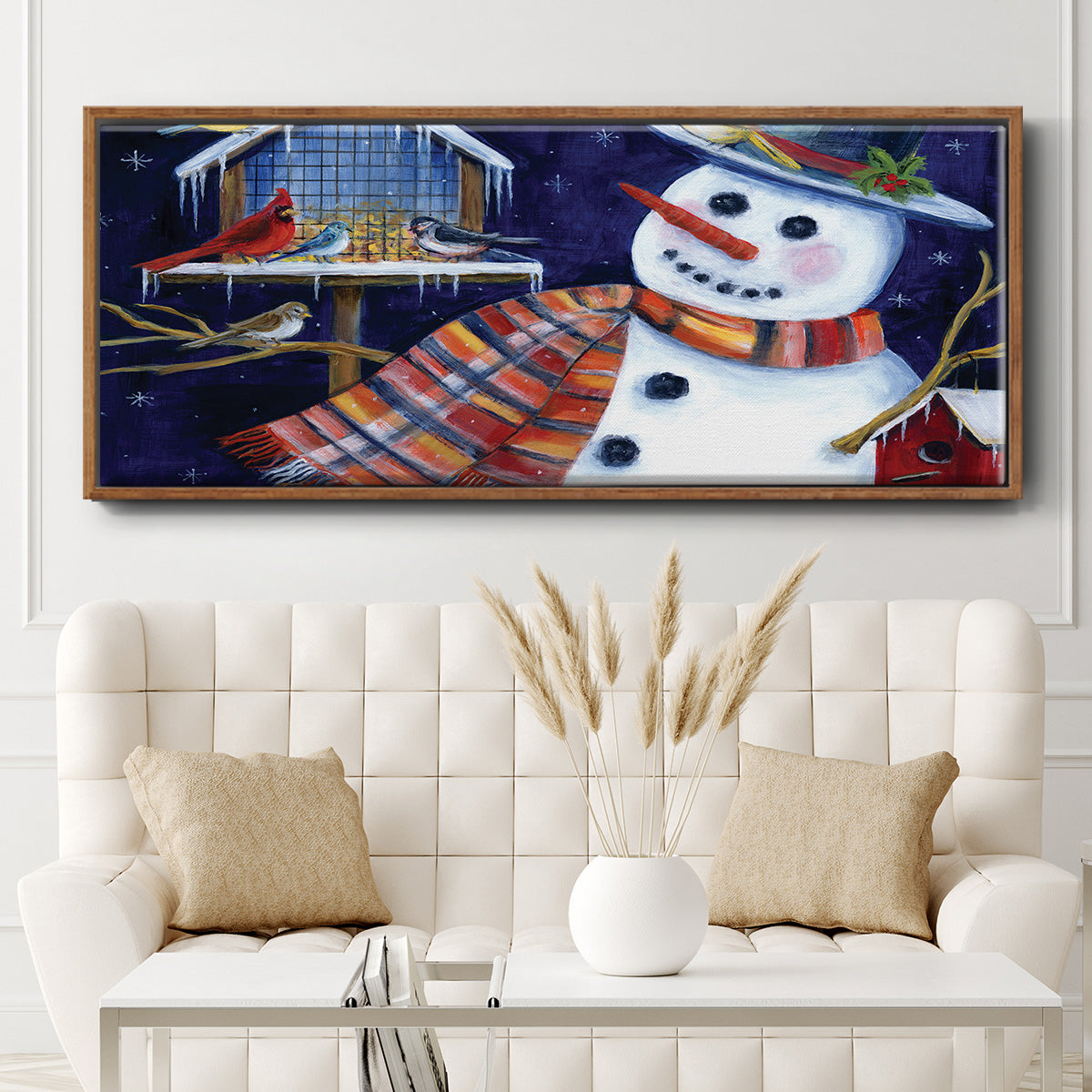 Snow Friends - Floater Framed Canvas Print