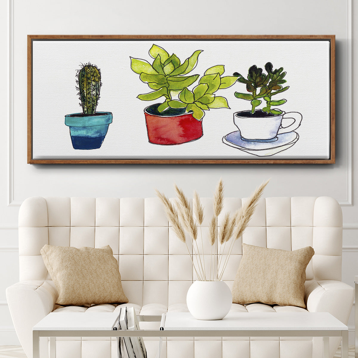 Vibing Succulents II - Floater Framed Canvas Print