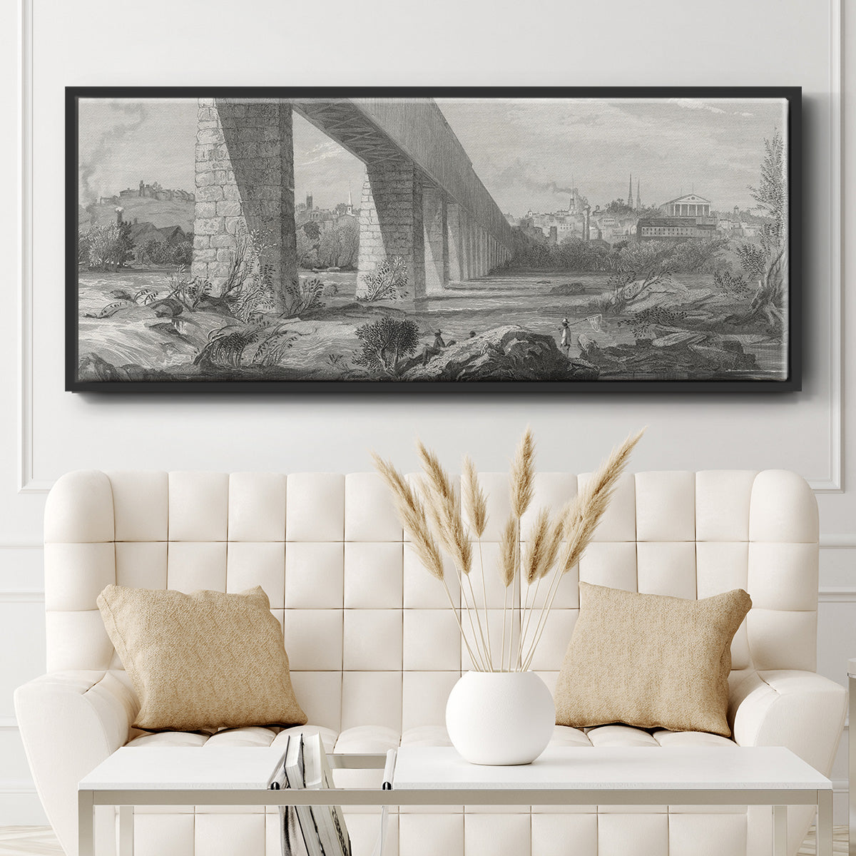 Richmond from the James - Floater Framed Canvas Print