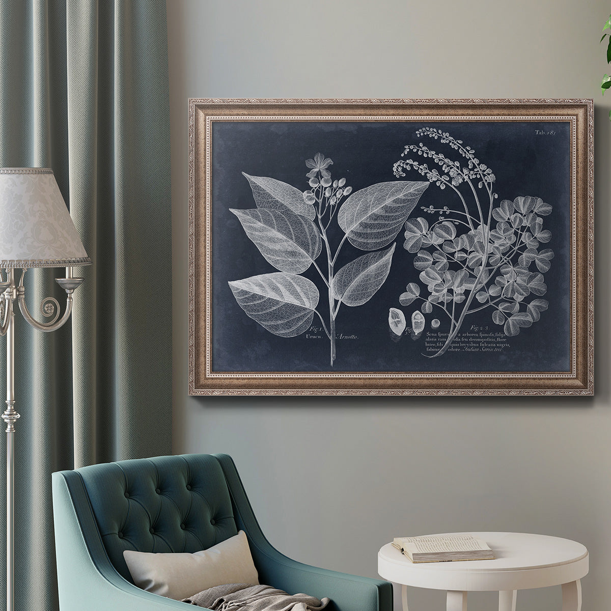 Foliage on Navy III Premium Framed Canvas- Ready to Hang