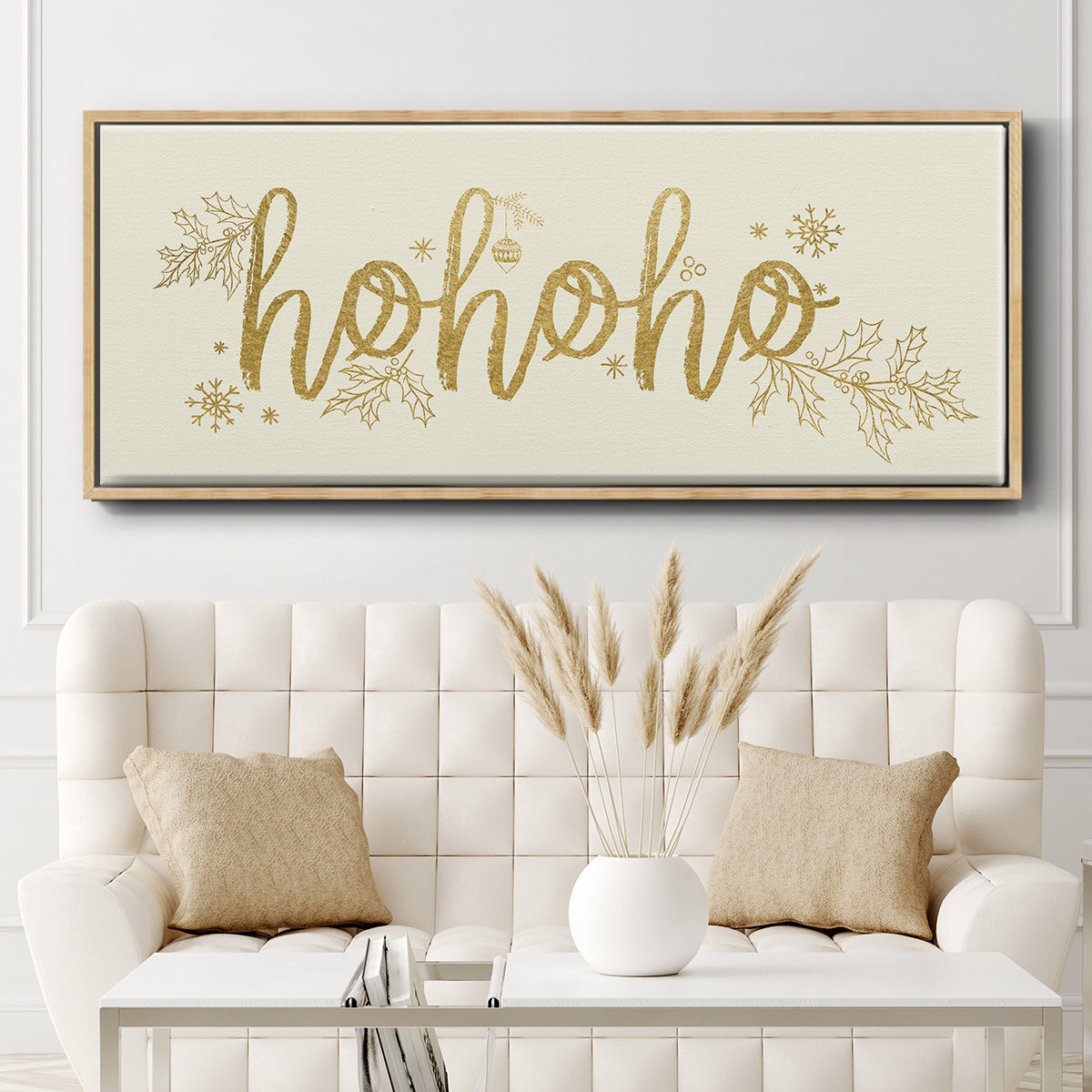 Golden HoHoHo - Floater Framed Canvas Print
