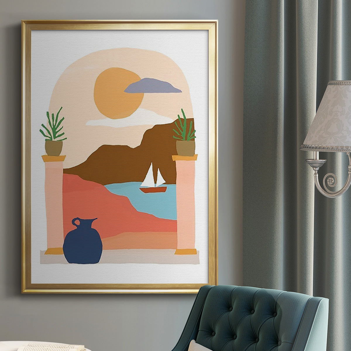 Paper Scene III - Modern Framed Canvas Print