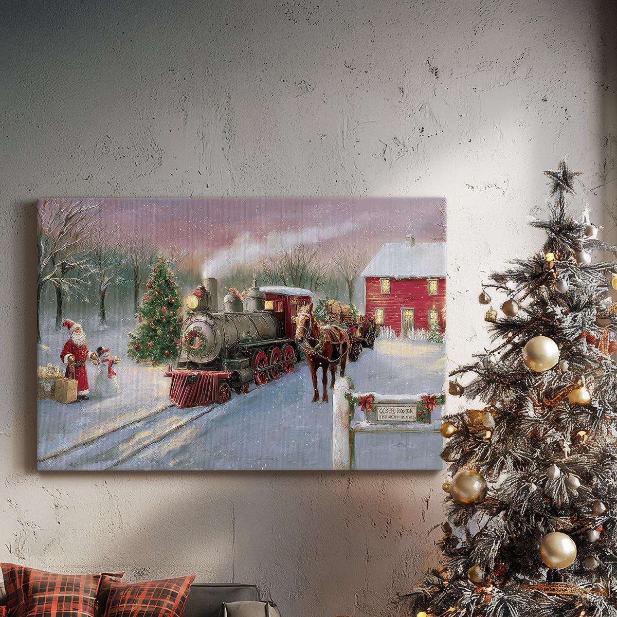 Pale Winter Nativity Hearth - Canvas Art Print