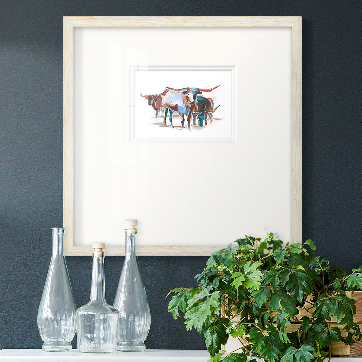 Modern Longhorns II Premium Framed Print Double Matboard