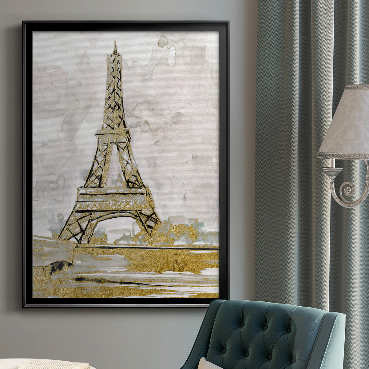 Eiffel Tower Glitz - Modern Framed Canvas Print