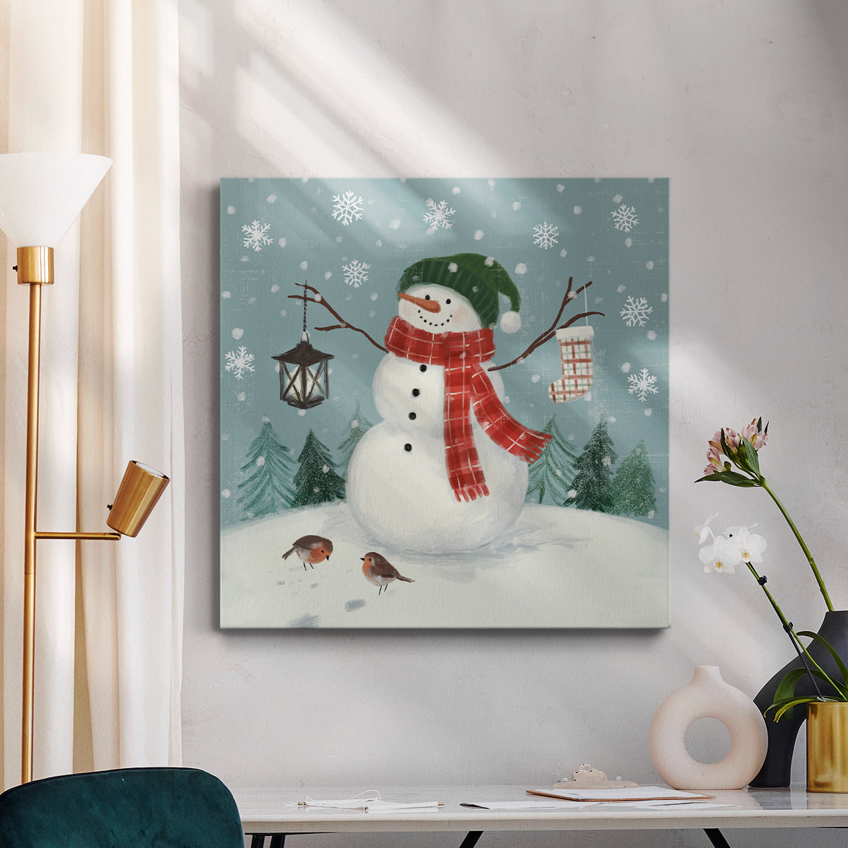 Jolly Snowman II - Canvas Art Print