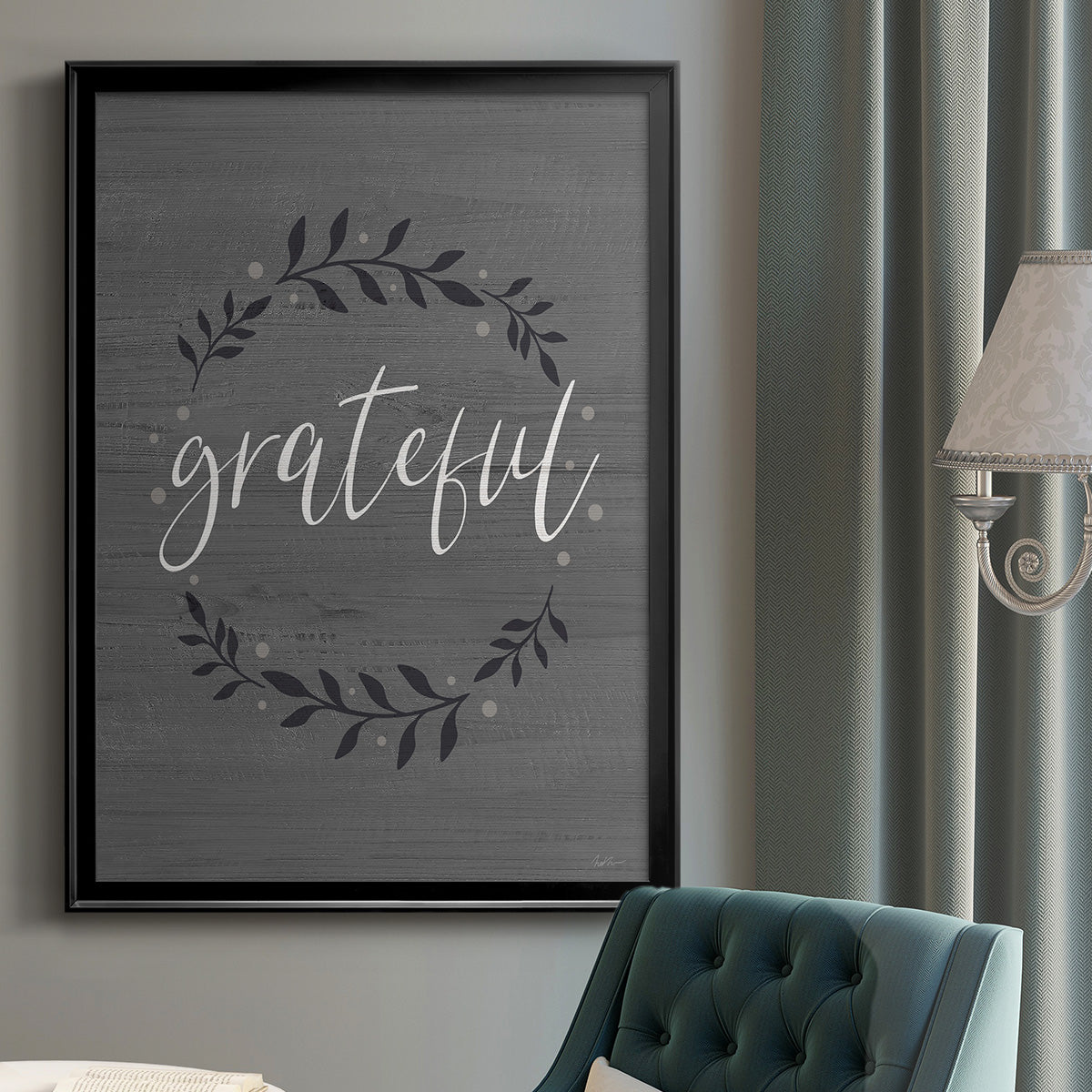 Grateful Wreath - Modern Framed Canvas Print