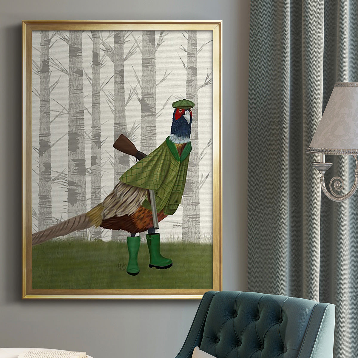 Pheasant Shooting Party 2 - Modern Framed Canvas Print