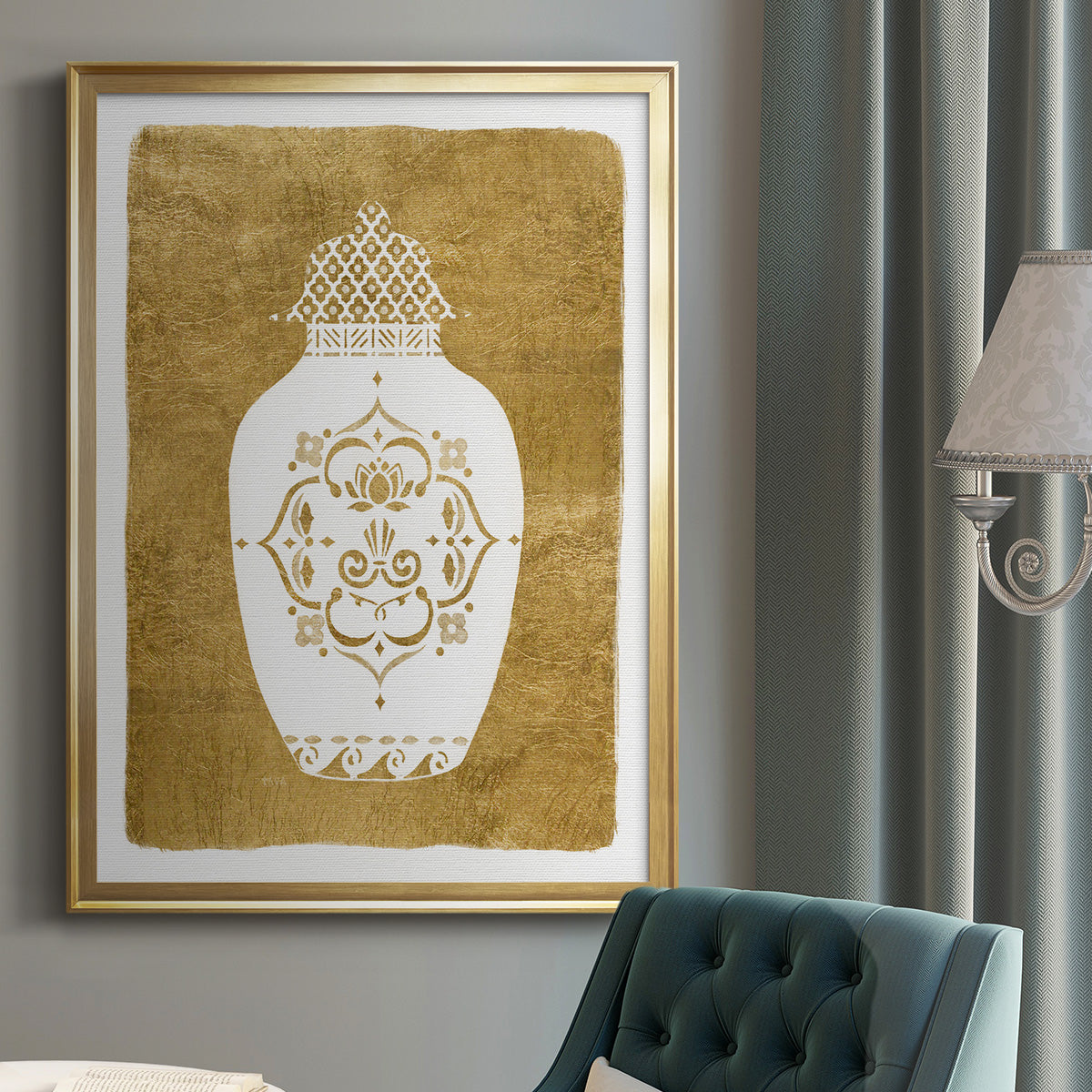 Golden Urn I - Modern Framed Canvas Print