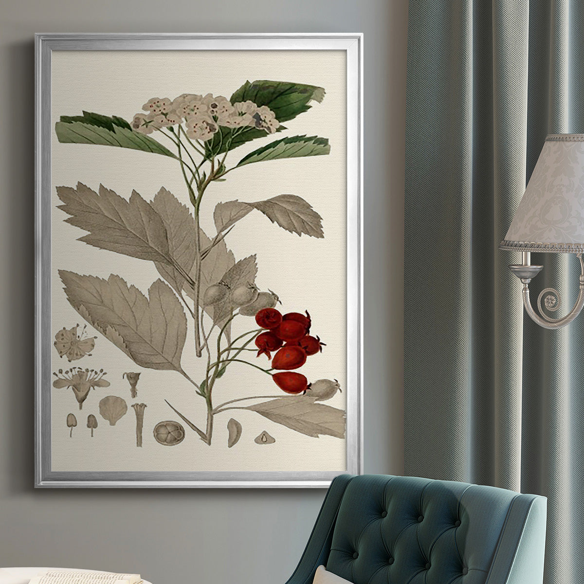 Leaves & Berries I - Modern Framed Canvas Print