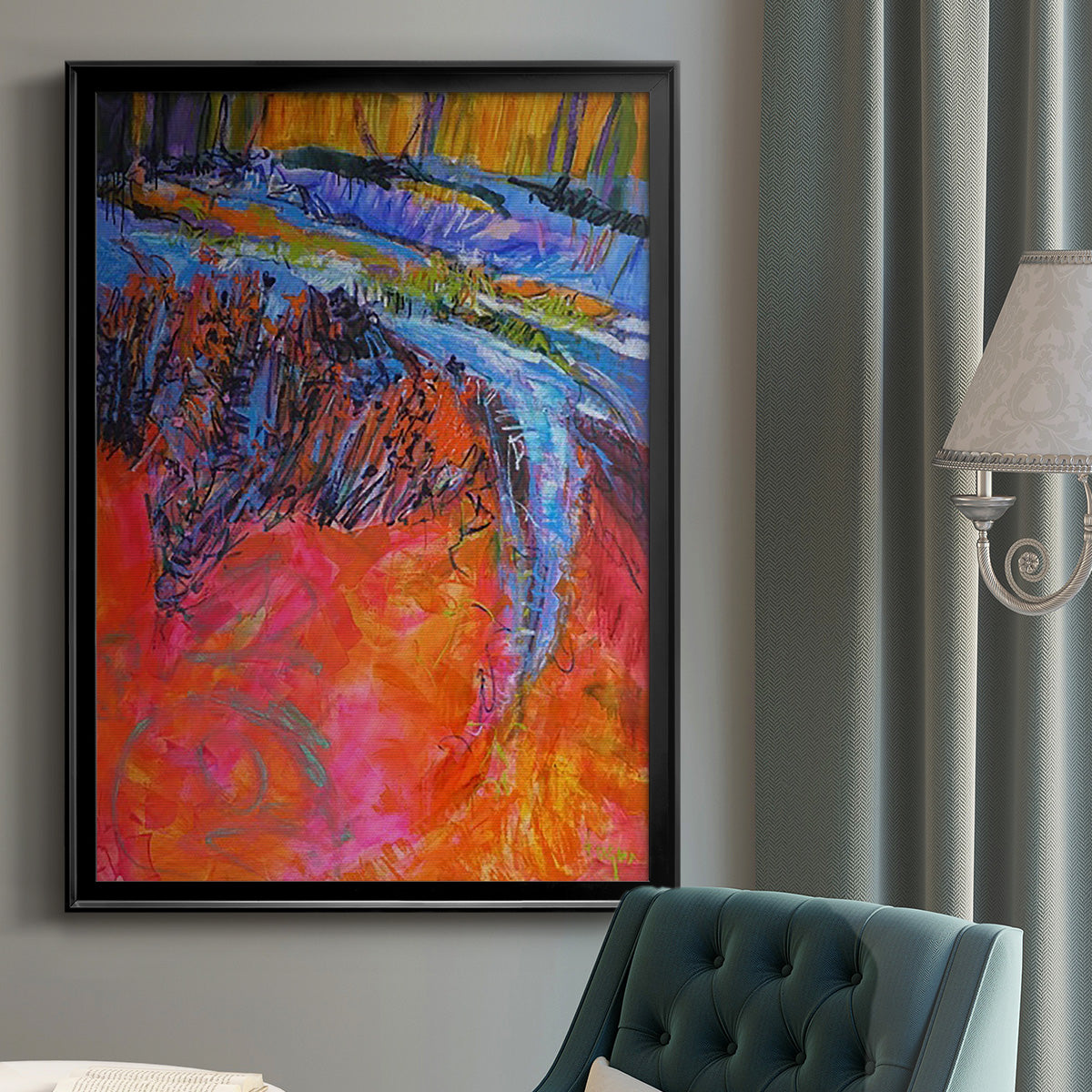 Vibrant Flow I - Modern Framed Canvas Print