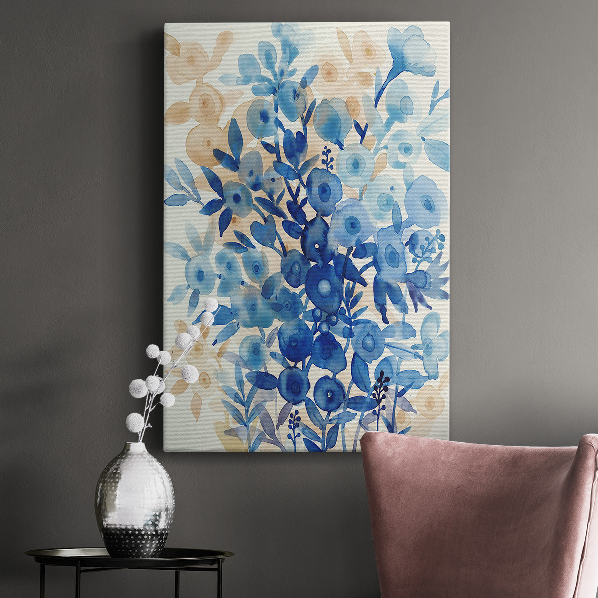 Blueberry Floral II Premium Gallery Wrapped Canvas - Ready to Hang