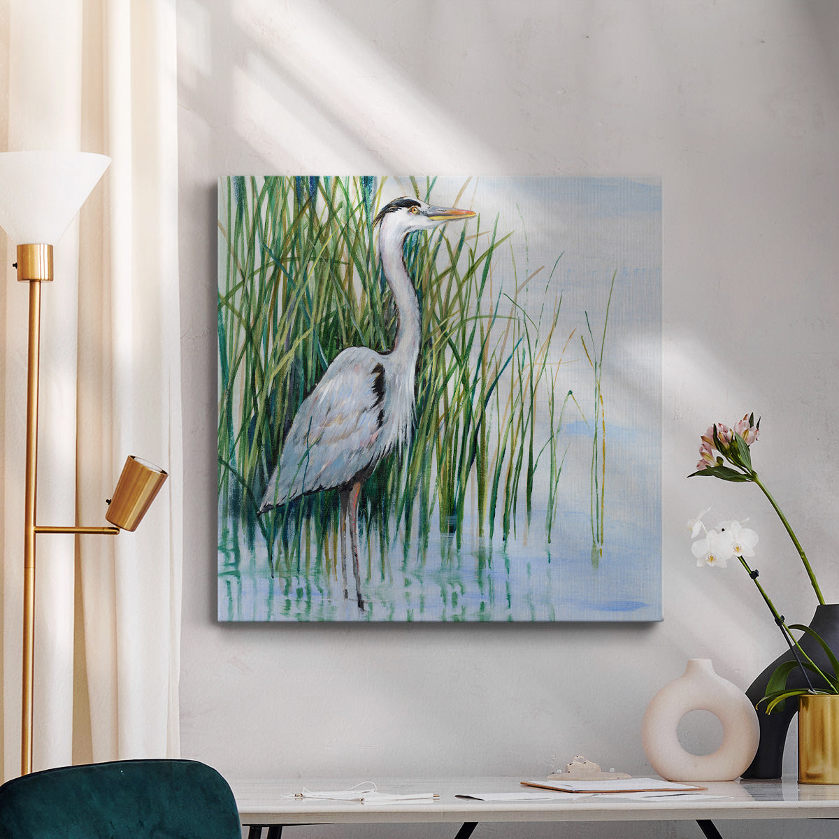 Heron in the Marsh I - Canvas Art Print