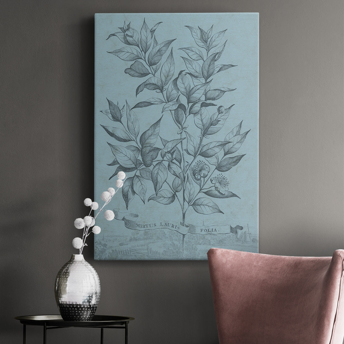 Botanical on Teal I Premium Gallery Wrapped Canvas - Ready to Hang