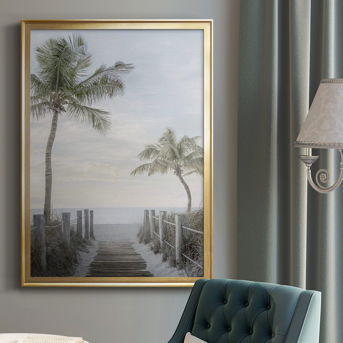 Palm Walk - Modern Framed Canvas Print