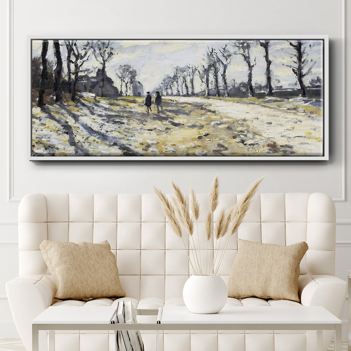The Road, Effect of Snow at Sunset, 1869 - Floater Framed Canvas Print