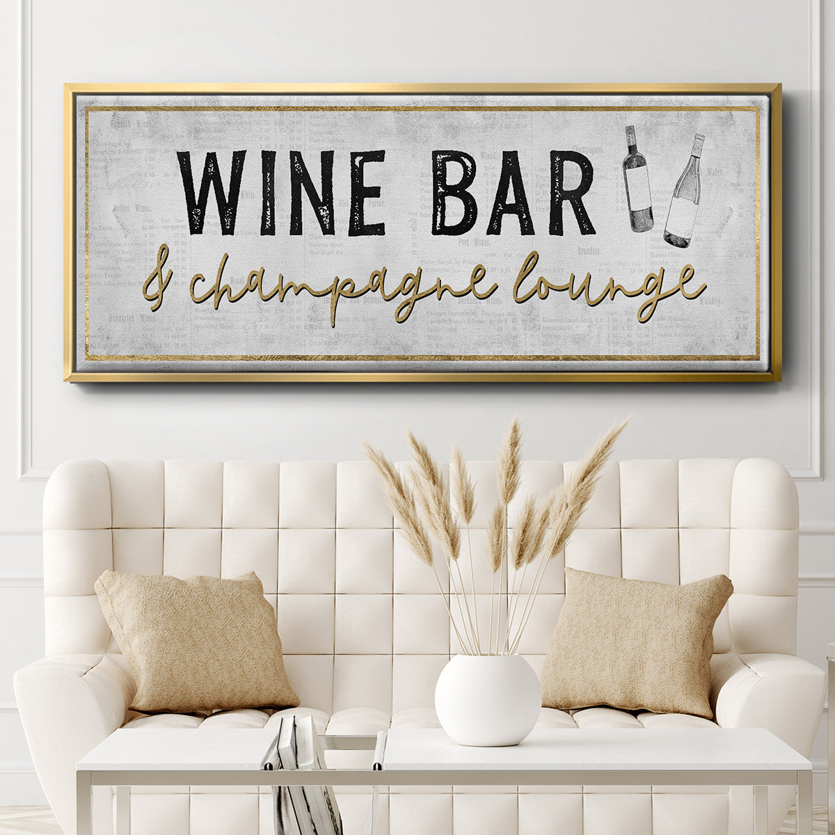 Champagne Lounge - Floater Framed Canvas Print