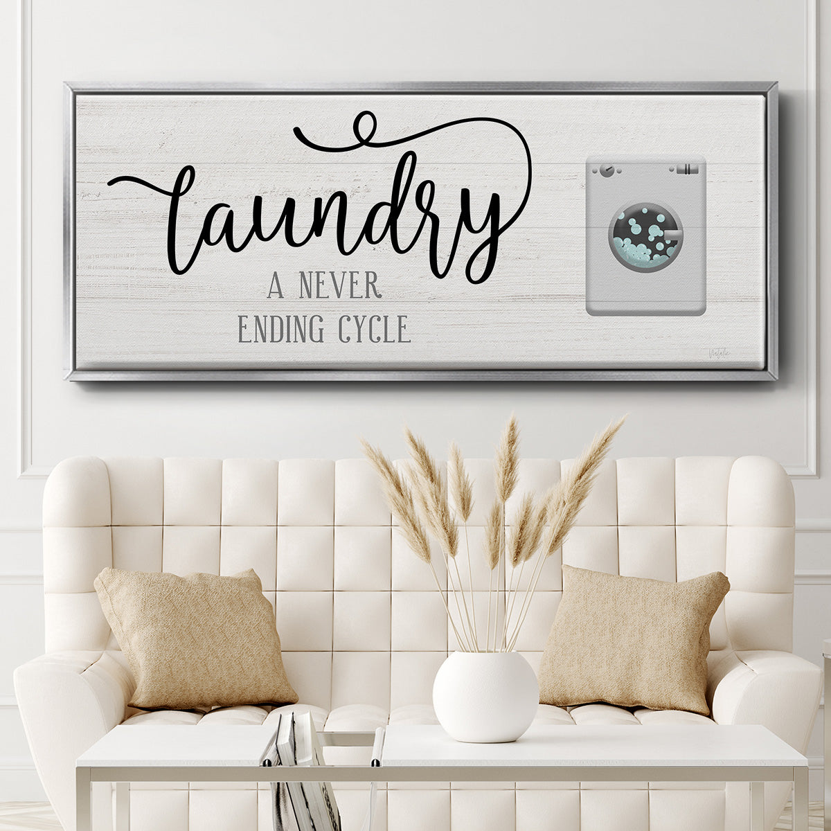 Never Ending Laundry - Floater Framed Canvas Print