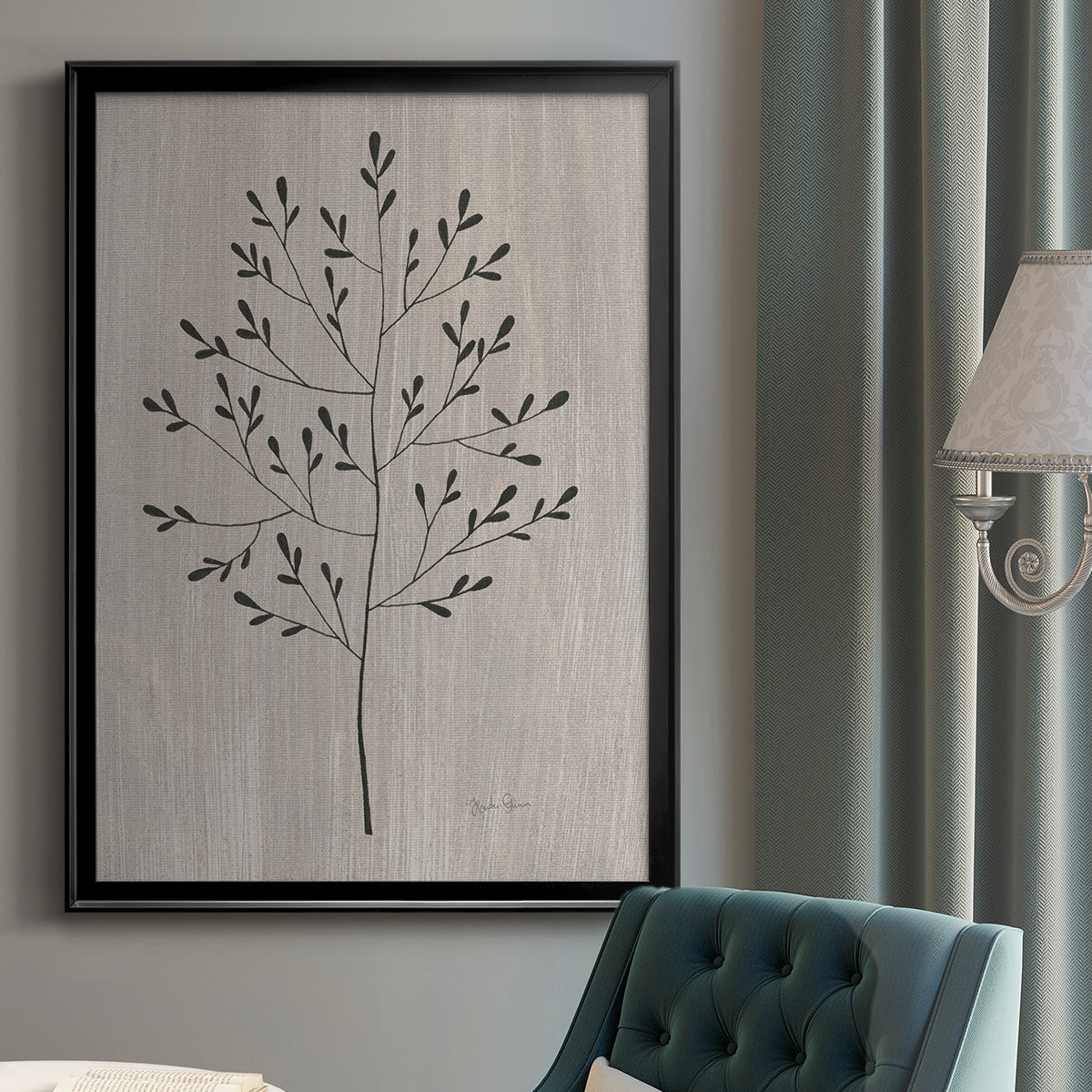 Leaves and Wood II - Modern Framed Canvas Print