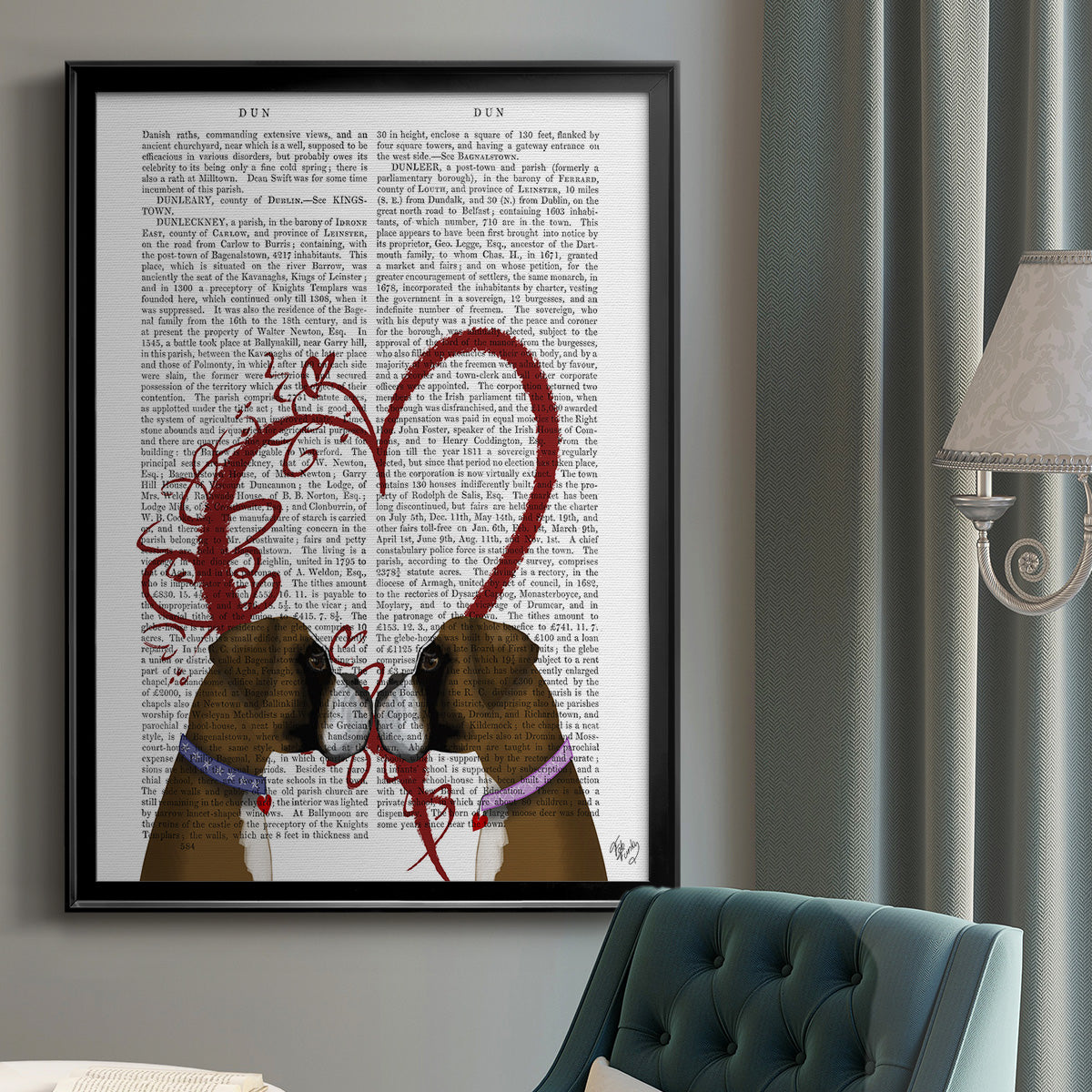 Boxer Love - Modern Framed Canvas Print