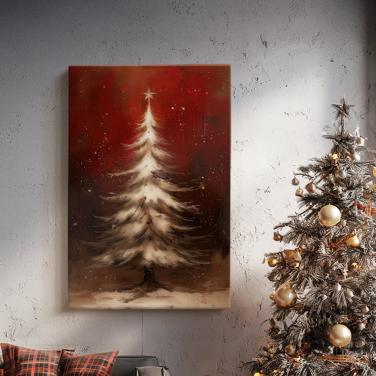 Warm Scarlet Serenade of Cottage - Canvas Art Print