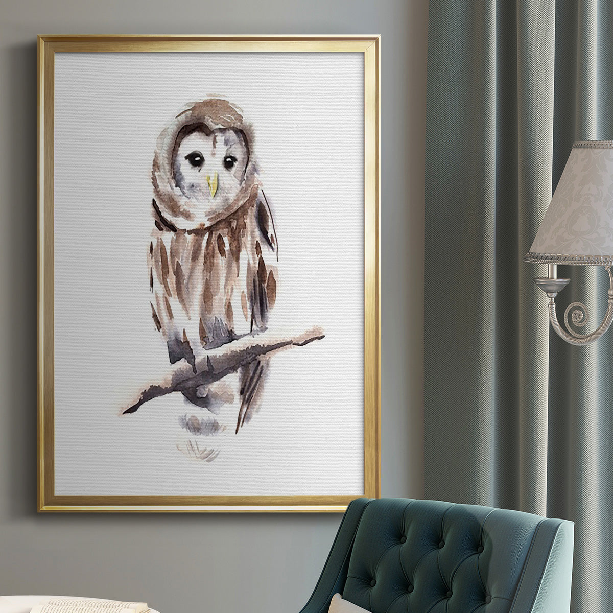 Barred Owl Impressions I - Modern Framed Canvas Print