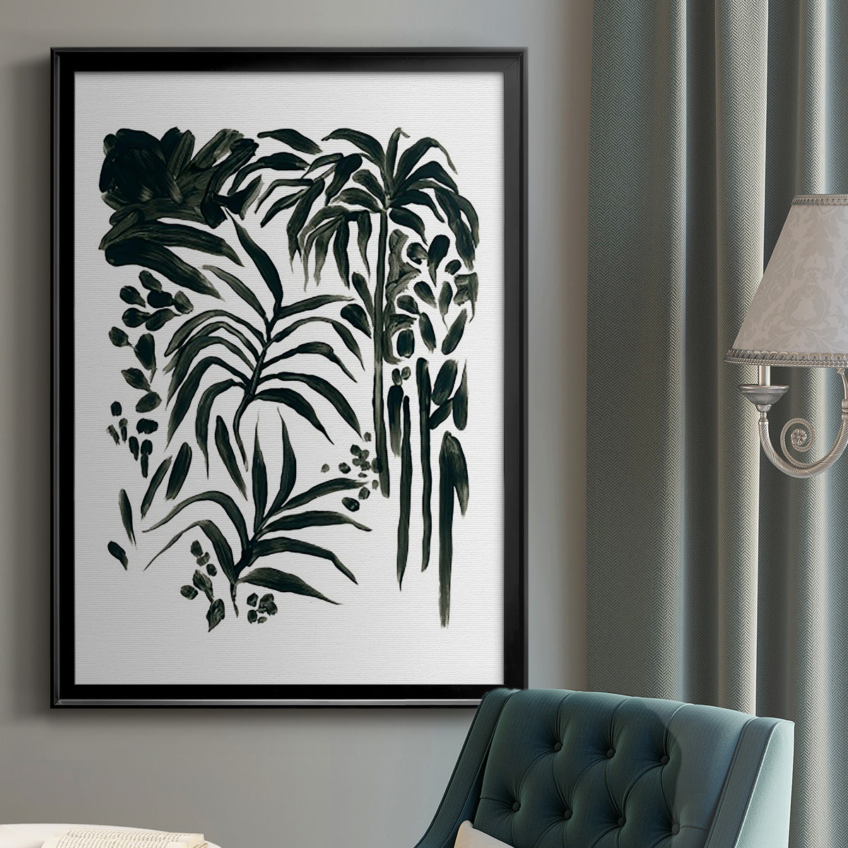 Ink Jungle I - Modern Framed Canvas Print