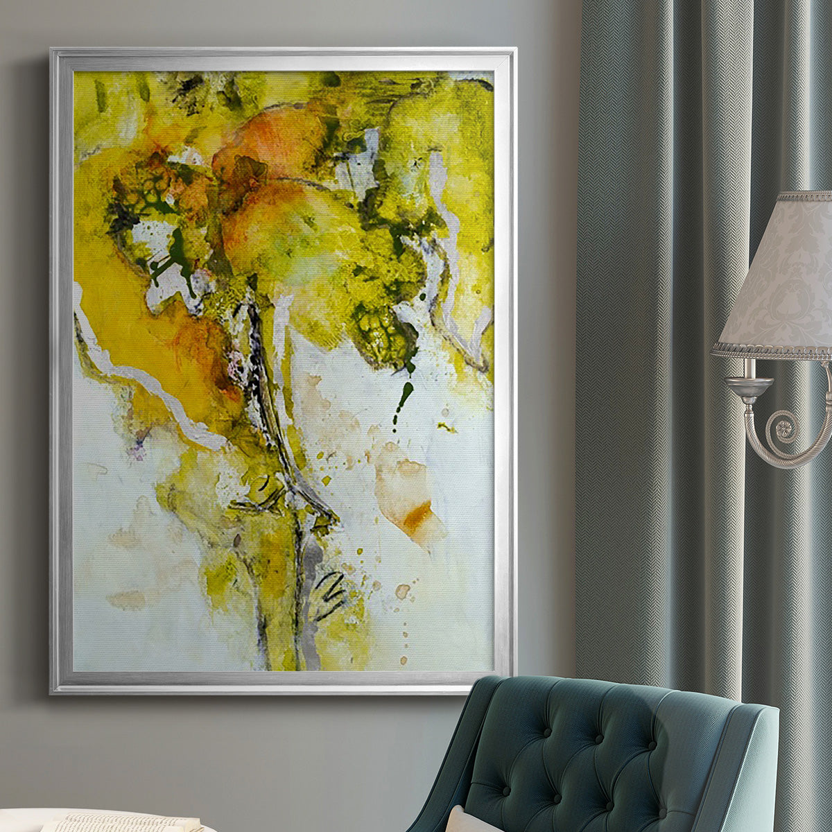 Golden Foliage II - Modern Framed Canvas Print