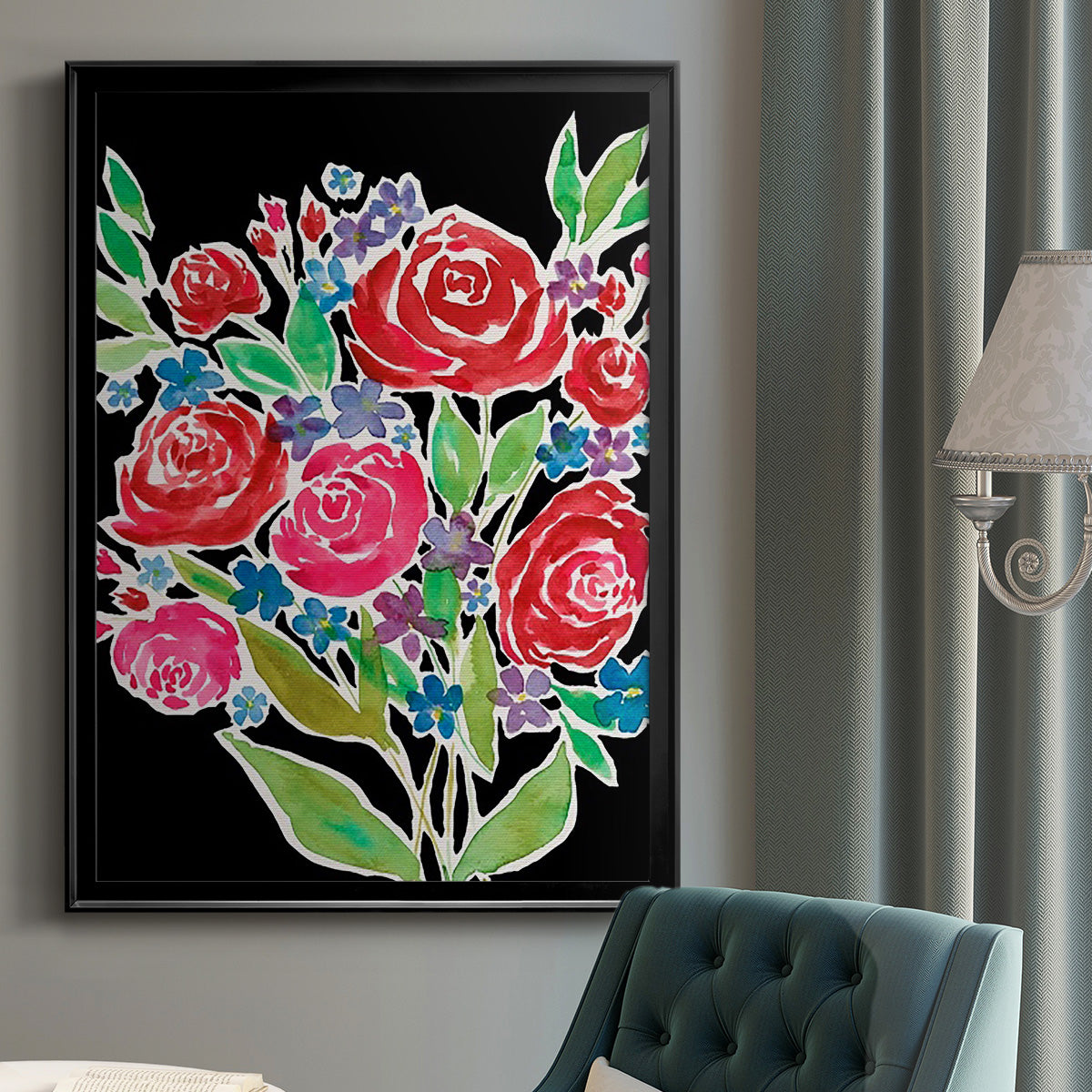 Floral Choir Bouquet - Modern Framed Canvas Print