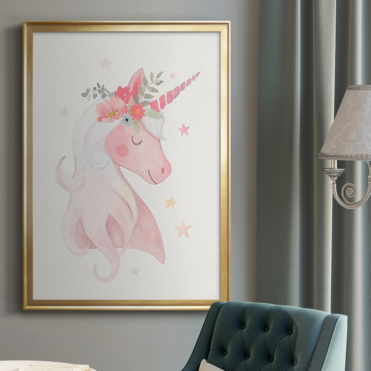 Sweet Unicorn II - Modern Framed Canvas Print