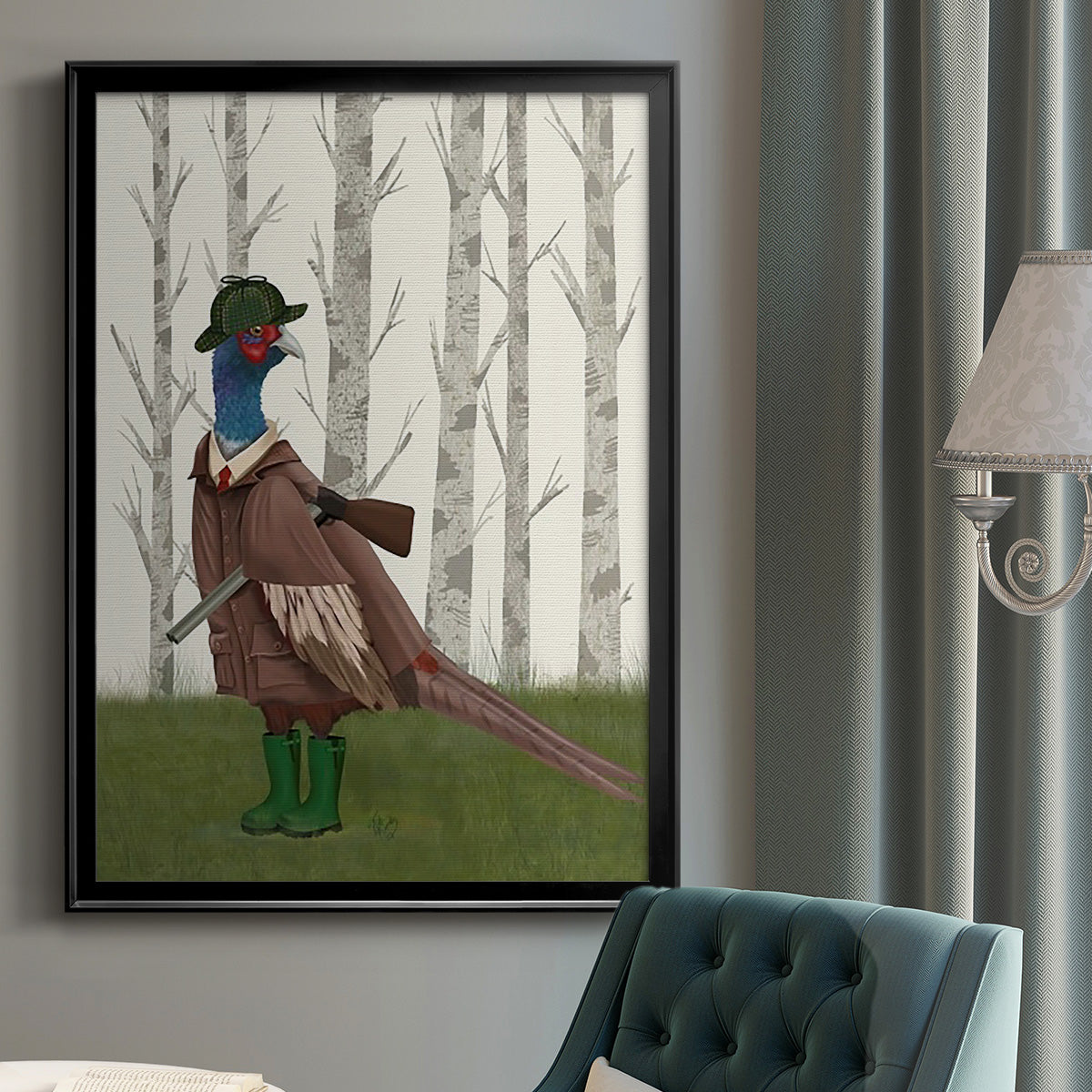 Pheasant Shooting Party 5 - Modern Framed Canvas Print