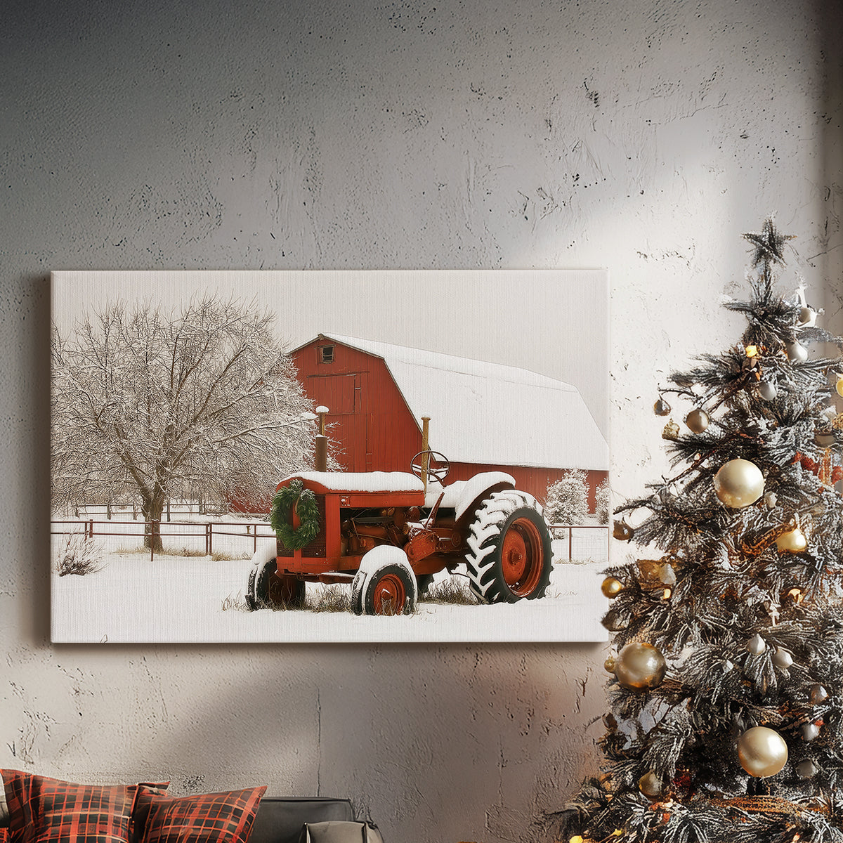 Silver Evergreen Hearth - Canvas Art Print