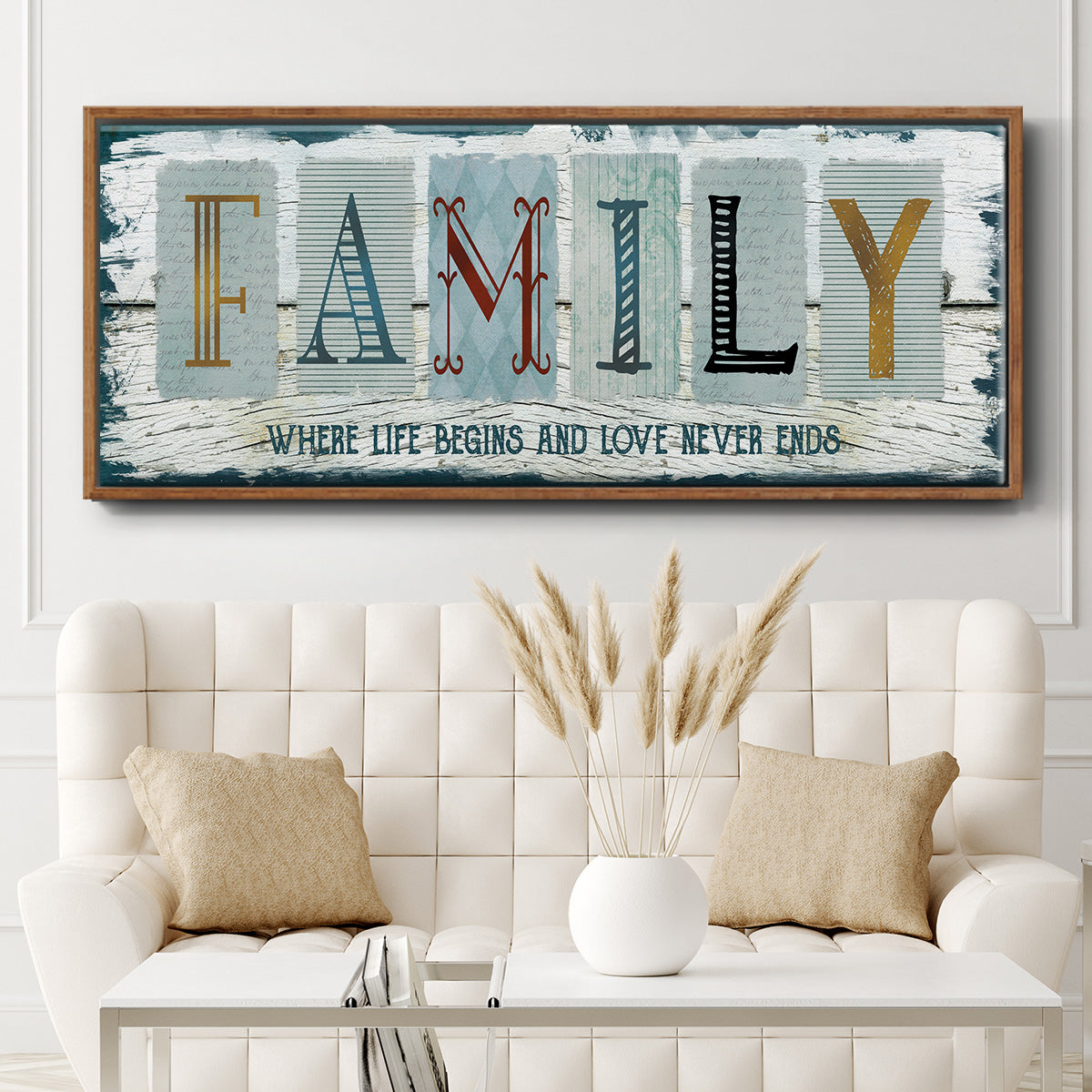 Family Where Life - Floater Framed Canvas Print