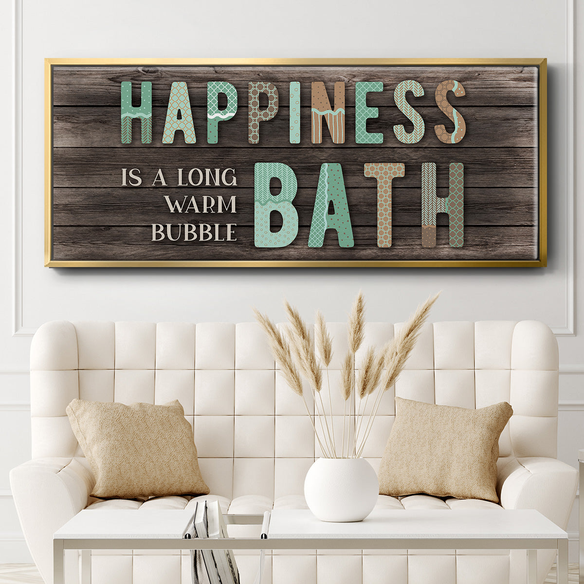 Happiness Bath - Floater Framed Canvas Print
