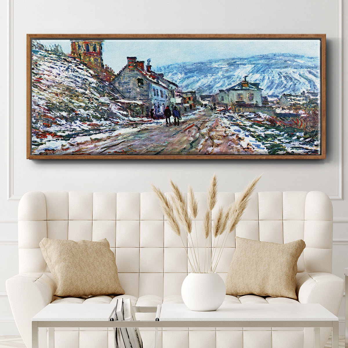Road to Vétheuil in Winter - Floater Framed Canvas Print