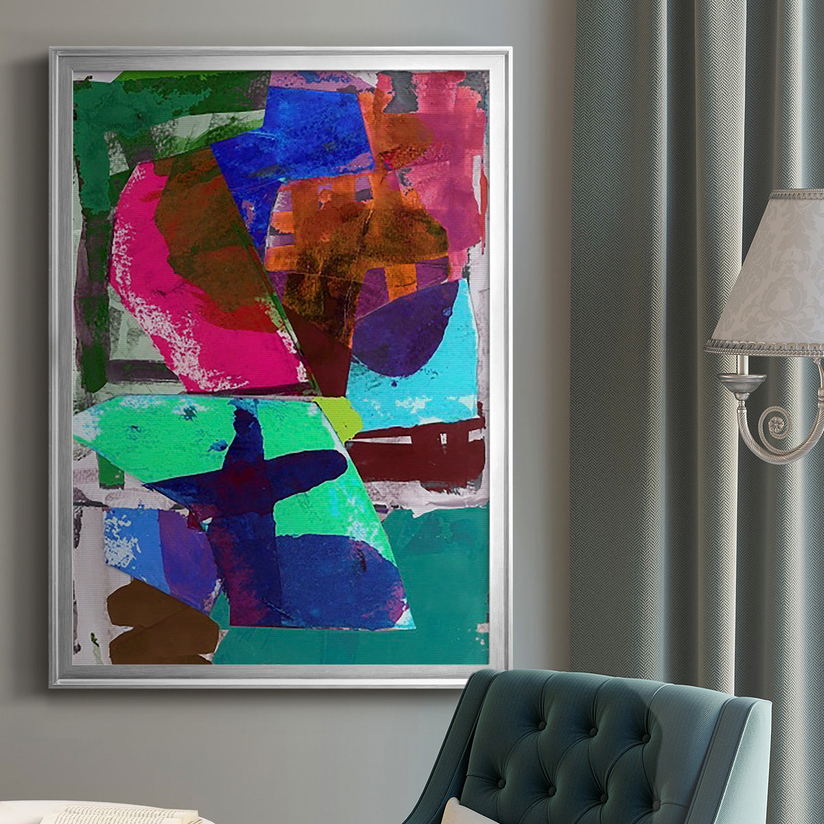 Brights Strokes III - Modern Framed Canvas Print