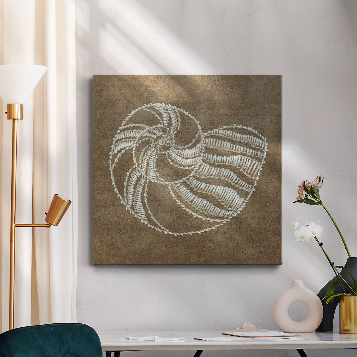 Embroidered Shells II - Canvas Art Print