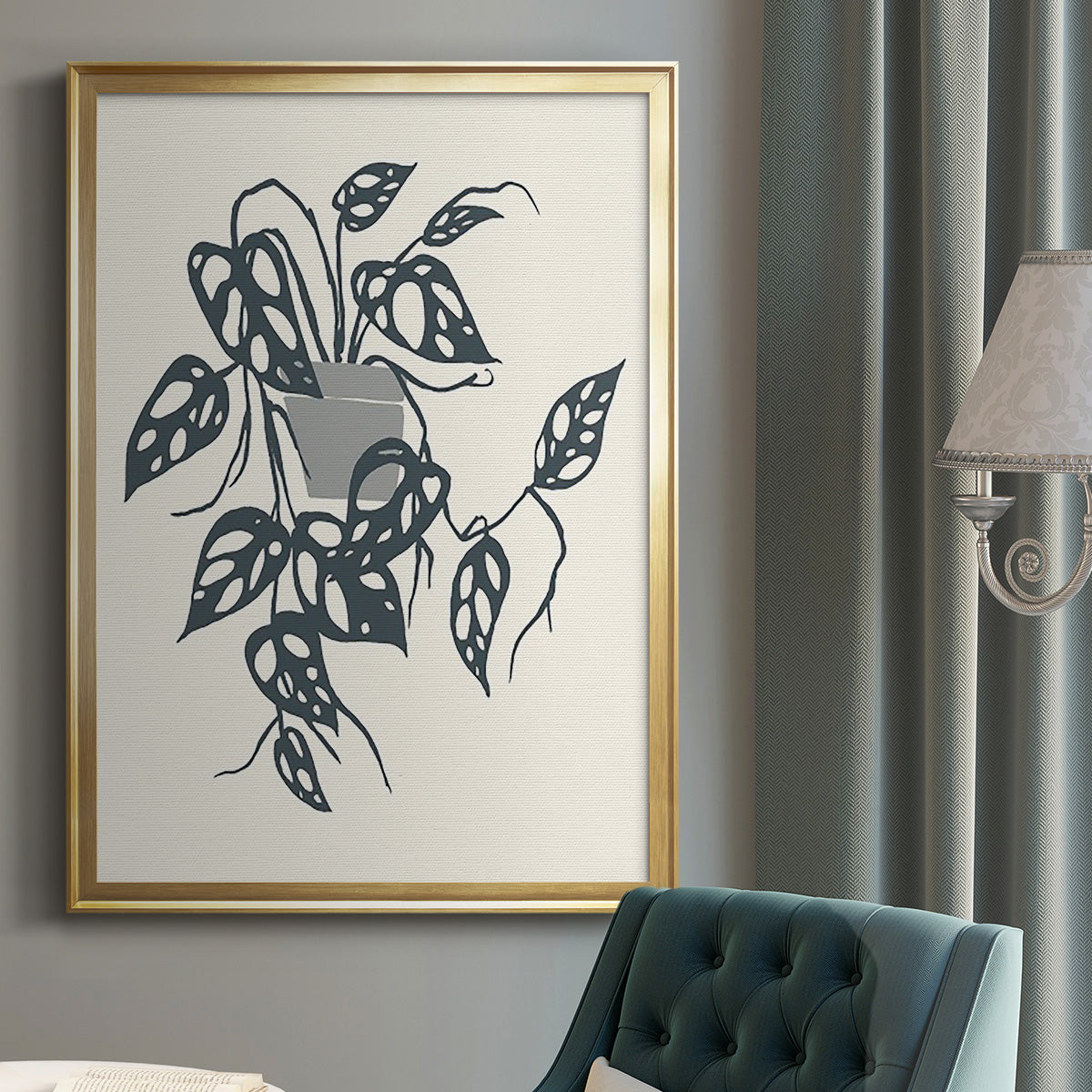 Growing Leaves VI - Modern Framed Canvas Print