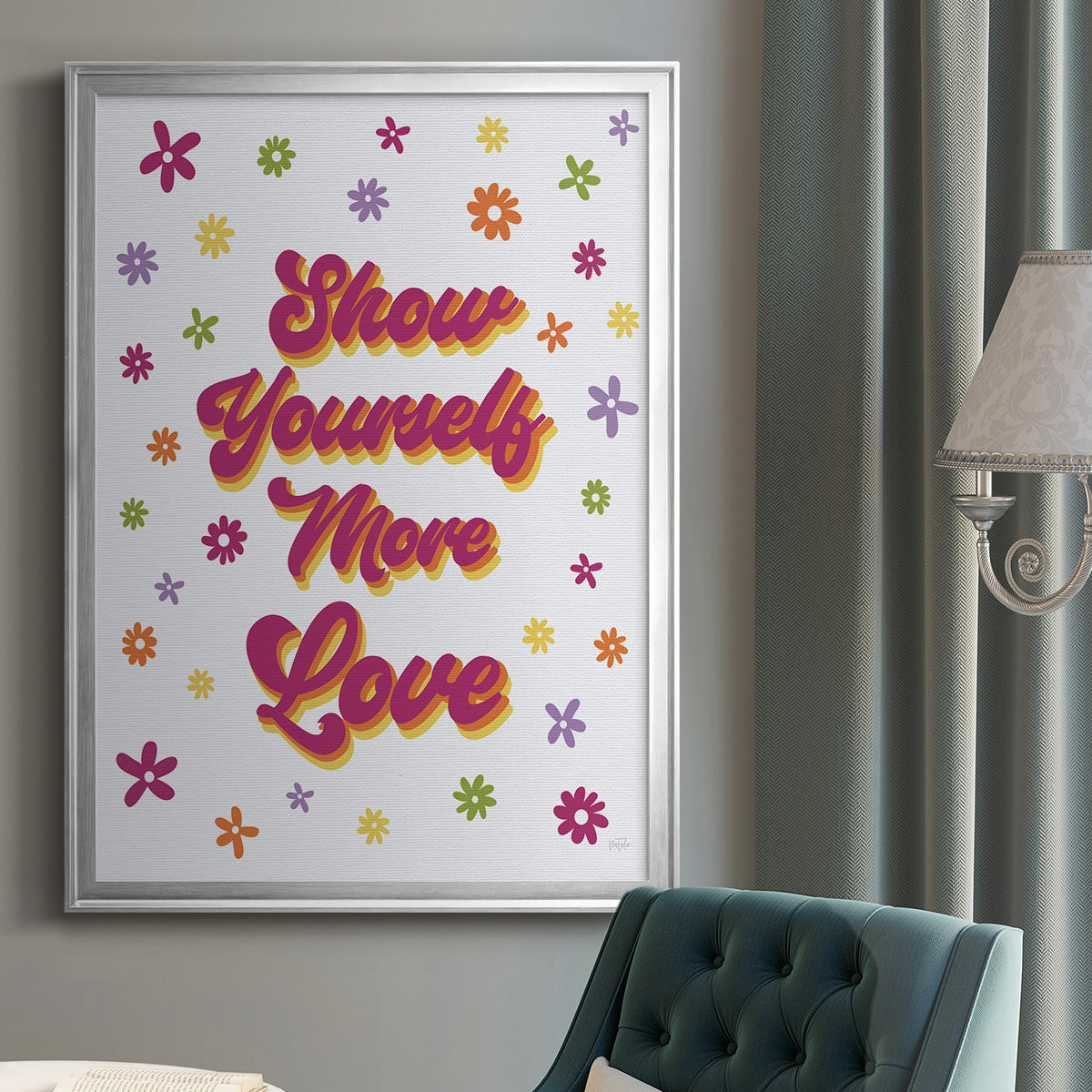 Show Yourself More Love - Modern Framed Canvas Print