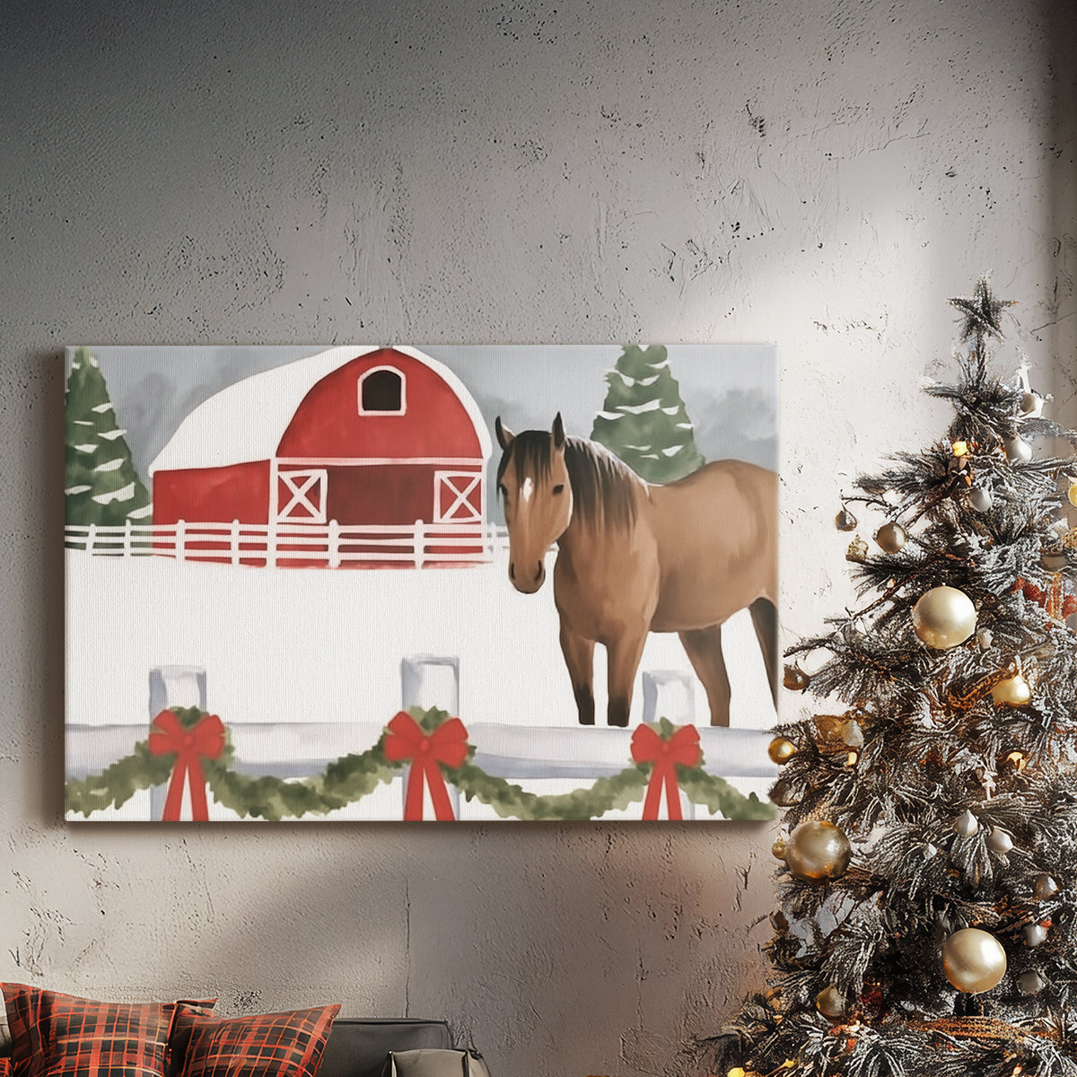Crimson Morning Wreath - Canvas Art Print