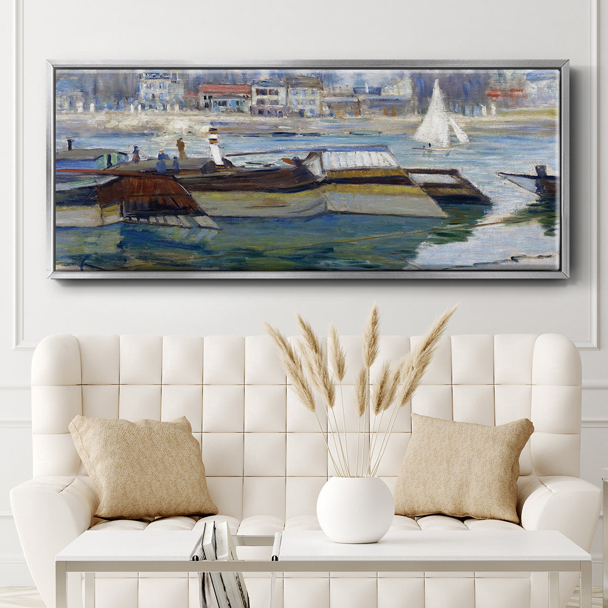 The Seine at Asnieres 2, 1873 - Floater Framed Canvas Print