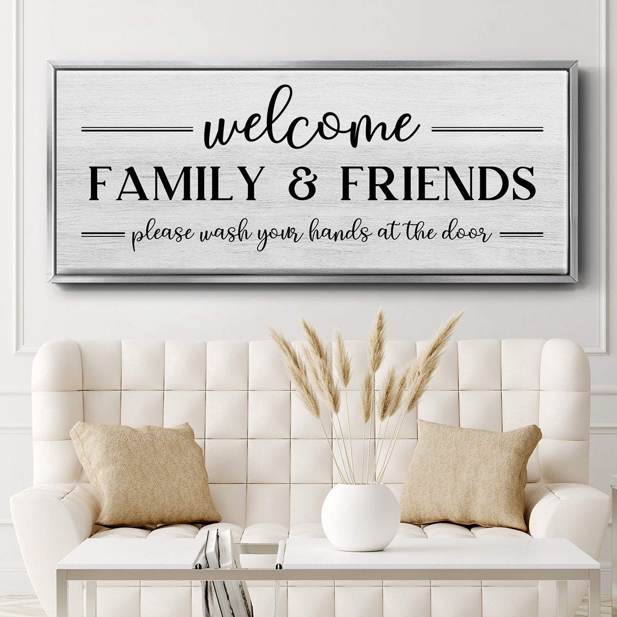 Welcome Family & Friends - Floater Framed Canvas Print
